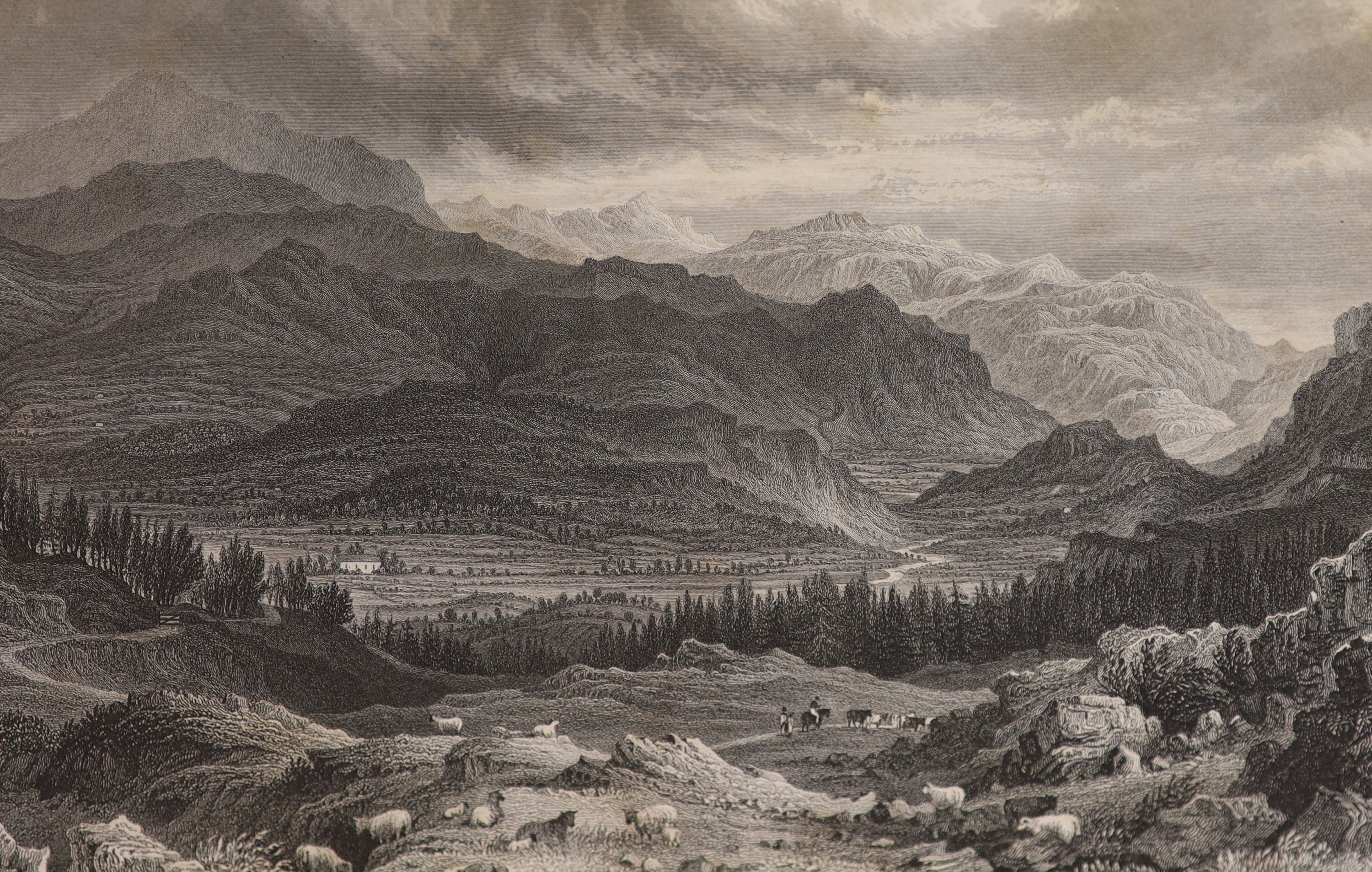 Rose, Thomas - Westmorland, Cumberland, Durham, and Northumberland, Illustrated from Original Drawings by Thomas Allom, George Pickering. 2 vols. Complete 215 plates (some with guards). Pebbled Morocco, gilt ruled and de